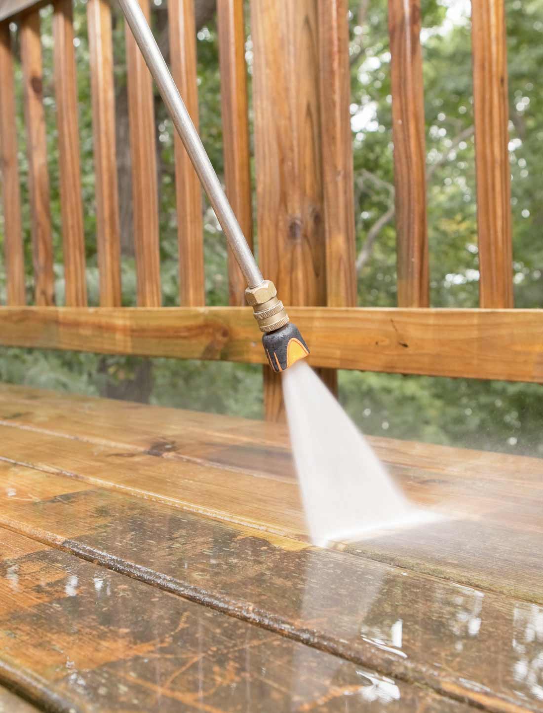 Professional deck cleaning before and after